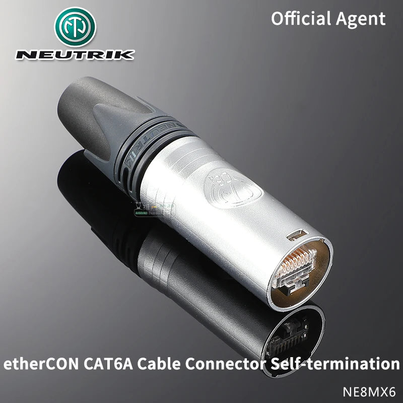 CAT6A Ethernet Cable Plug NE8MX6 Ethercon Male Cable Connector Self-Termination Silver Plating Pins Zinc Diecast Shell