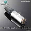 CAT6A Ethernet Cable Plug NE8MX6 Ethercon Male Cable Connector Self-Termination Silver Plating Pins Zinc Diecast Shell