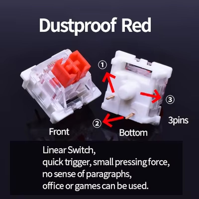 Switch for Keyboard 3Pin Dustproof Linear Tactile Clicky Silent Switches for MX Mechanical Keyboards Gaming Switch DIY