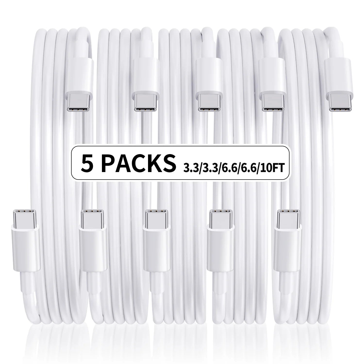 5PCS 60W Type C to Type C Cable 3A Fast Charging Cable Charger Wire Cord for Iphone15 Mackbook Samsung Huawei Xiaomi USB C Cable