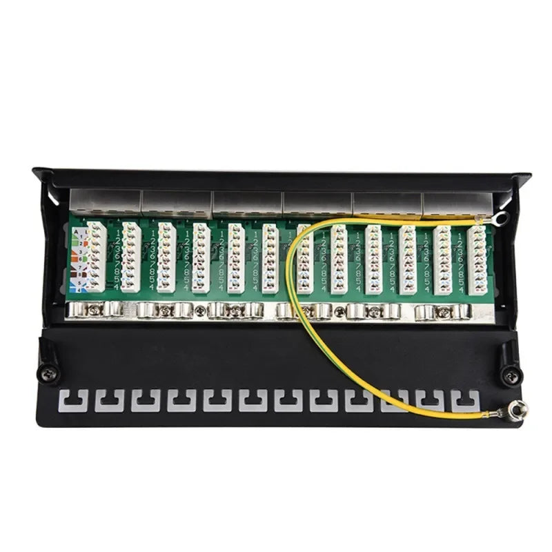 Cat6A 12 Port Patch Panel Full Shielded Wall Mounted for RJ45 Keystone Jack Sockets Desktop Wall Mount Keystone Enclosure Box