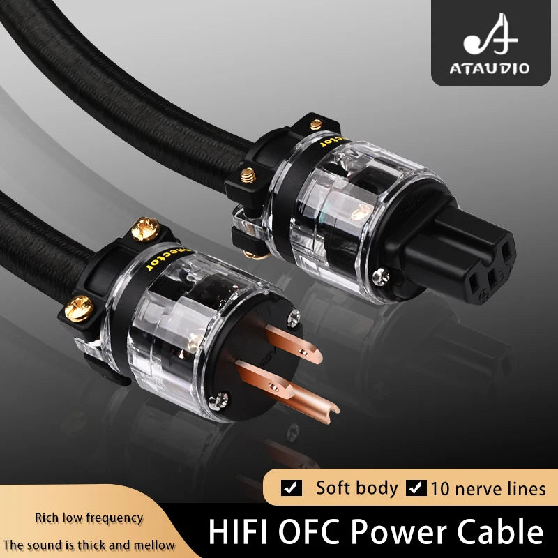 HIFI Power Cord 2/3 Core AU/US/EU Hifi Pure Copper OFC Tube Amplifier Dedicated Connection Power Cord