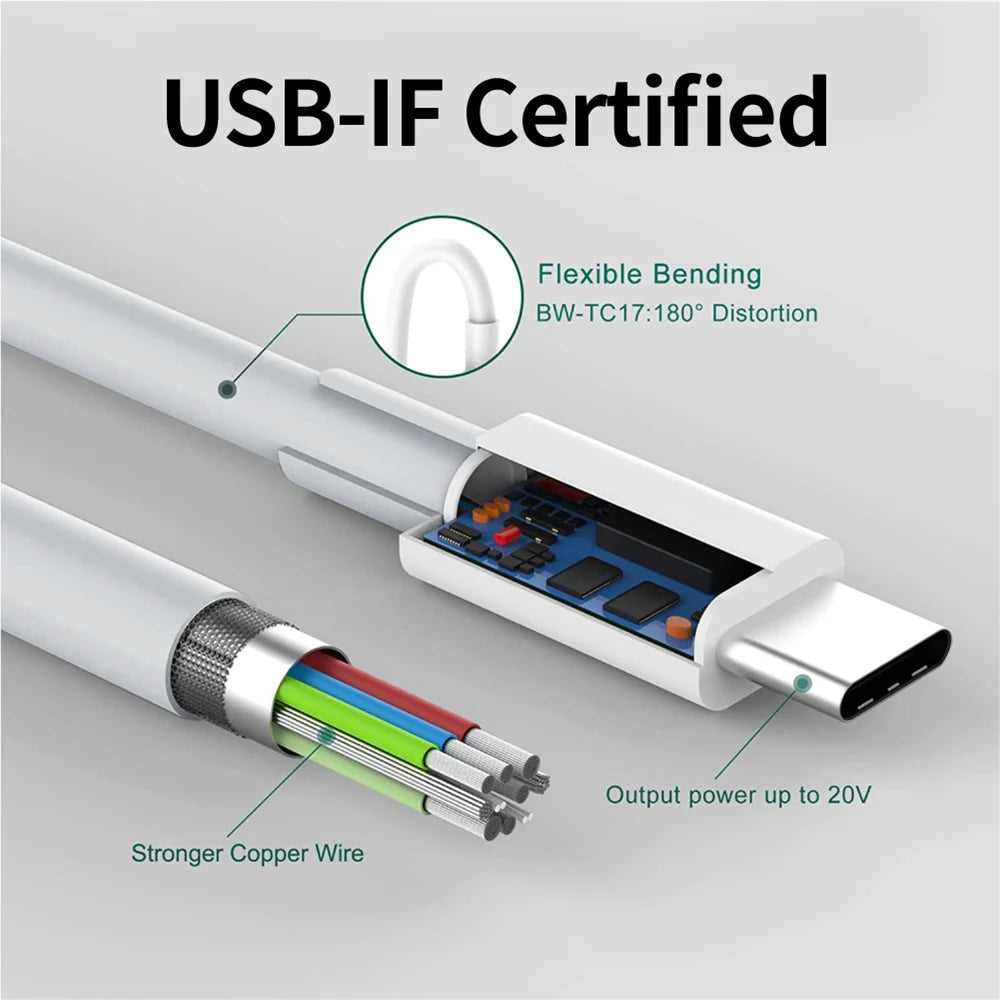 5PCS 60W Type C to Type C Cable 3A Fast Charging Cable Charger Wire Cord for Iphone15 Mackbook Samsung Huawei Xiaomi USB C Cable