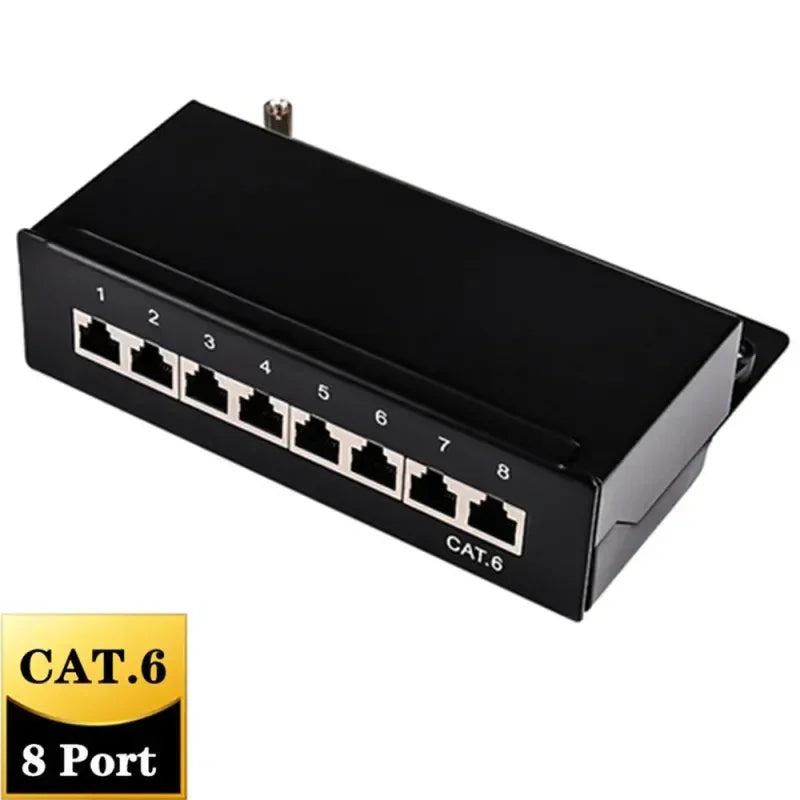 Cat6A 12 Port Patch Panel Full Shielded Wall Mounted for RJ45 Keystone Jack Sockets Desktop Wall Mount Keystone Enclosure Box