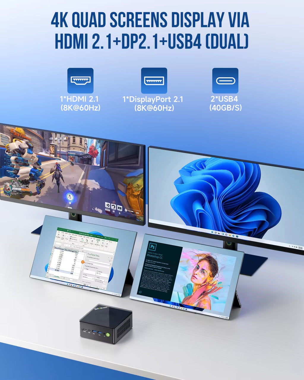 Gmktec K8 plus Mini PC  R7-8845HS NUCBOX Window 11 Pro  Radeon™ 780M Oculink*1（Pcie GEN4*4)） DDR5 5600Mhz