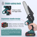 21V 6Inch Portable Electric Pruning Saws Rechargeable Small Wood Spliting Chainsaw One-Handed Woodworking Tool for Garden Orchar