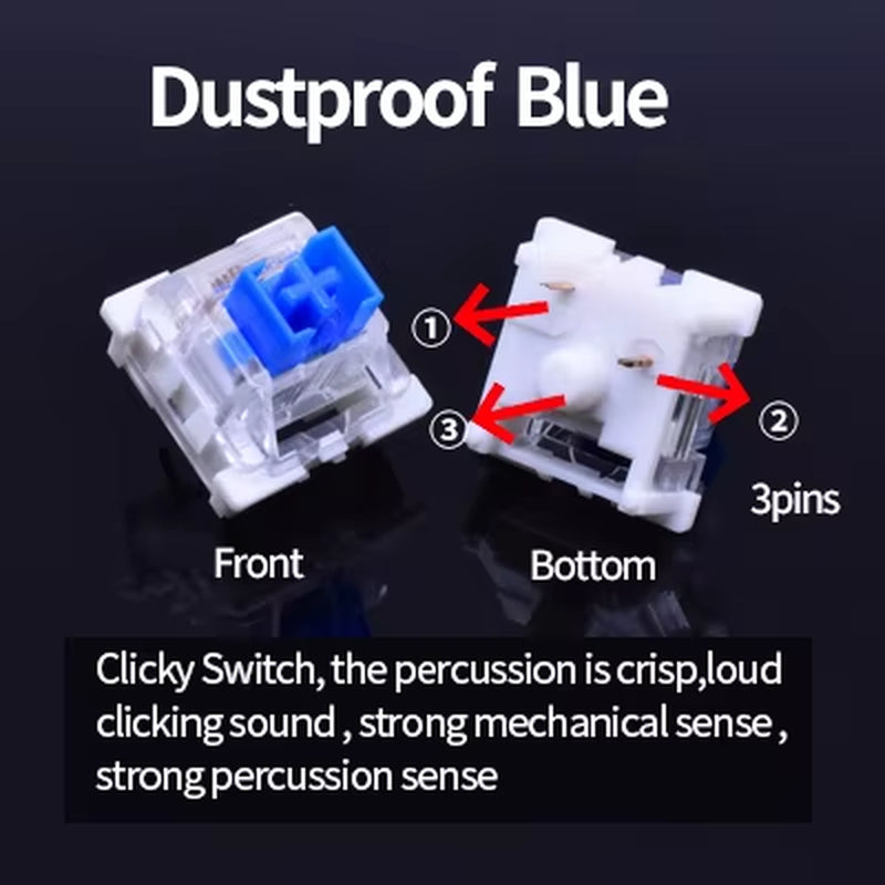 Switch for Keyboard 3Pin Dustproof Linear Tactile Clicky Silent Switches for MX Mechanical Keyboards Gaming Switch DIY