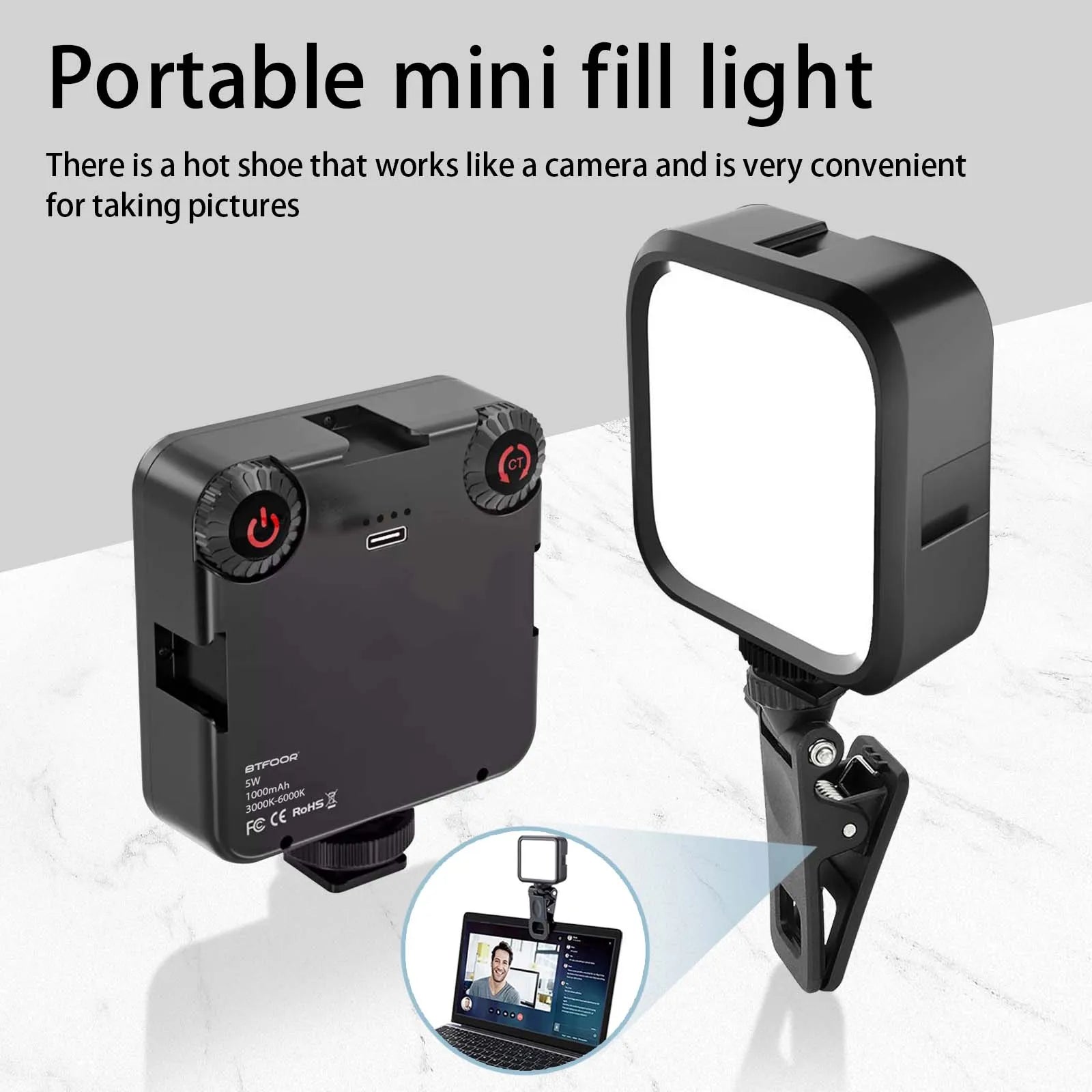 LED Video Light Portable Photography On-Camera 3000K-6000K Bi-Color Lighting Cold Shoe for DSLR Camera Camcorder Gopro Vlog