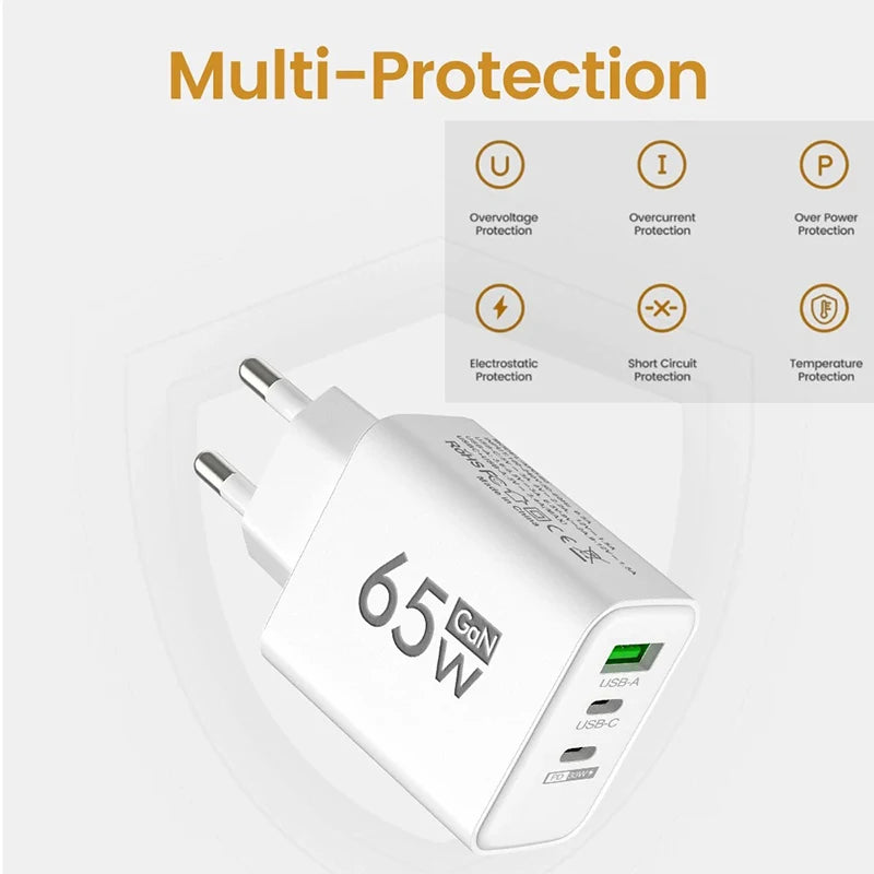 Gan Fast Charging USB Type C Charger PD 3.0 Quick Charge Wall for Phone Adapter for Iphone 15 Xiaomi Huawei Samsung Oneplus