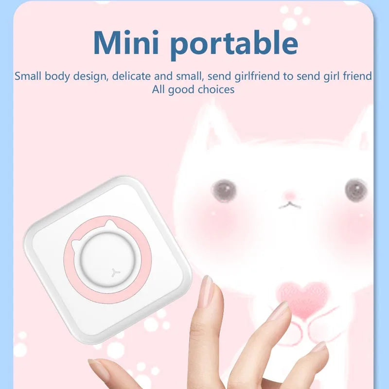 Pocket Thermal Printer Bluetooth 200Dpi Photo Label Memo List No Ink Printing Wireless Portable Mini Printer with PU Travel Case