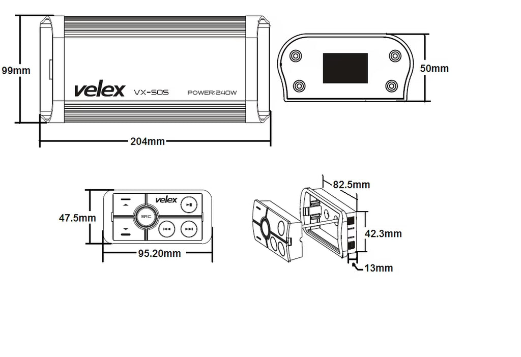 Marine Bluetooth Amplifier 4 Channel Class D 240W Amp Stereo on Boats UTV ATV Golf Carts and Cars