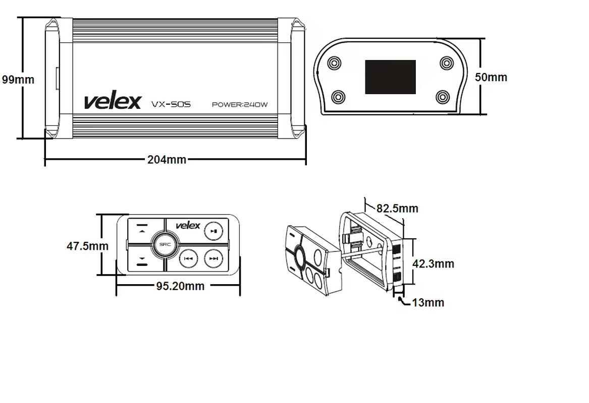 Marine Bluetooth Amplifier 4 Channel Class D 240W Amp Stereo on Boats UTV ATV Golf Carts and Cars
