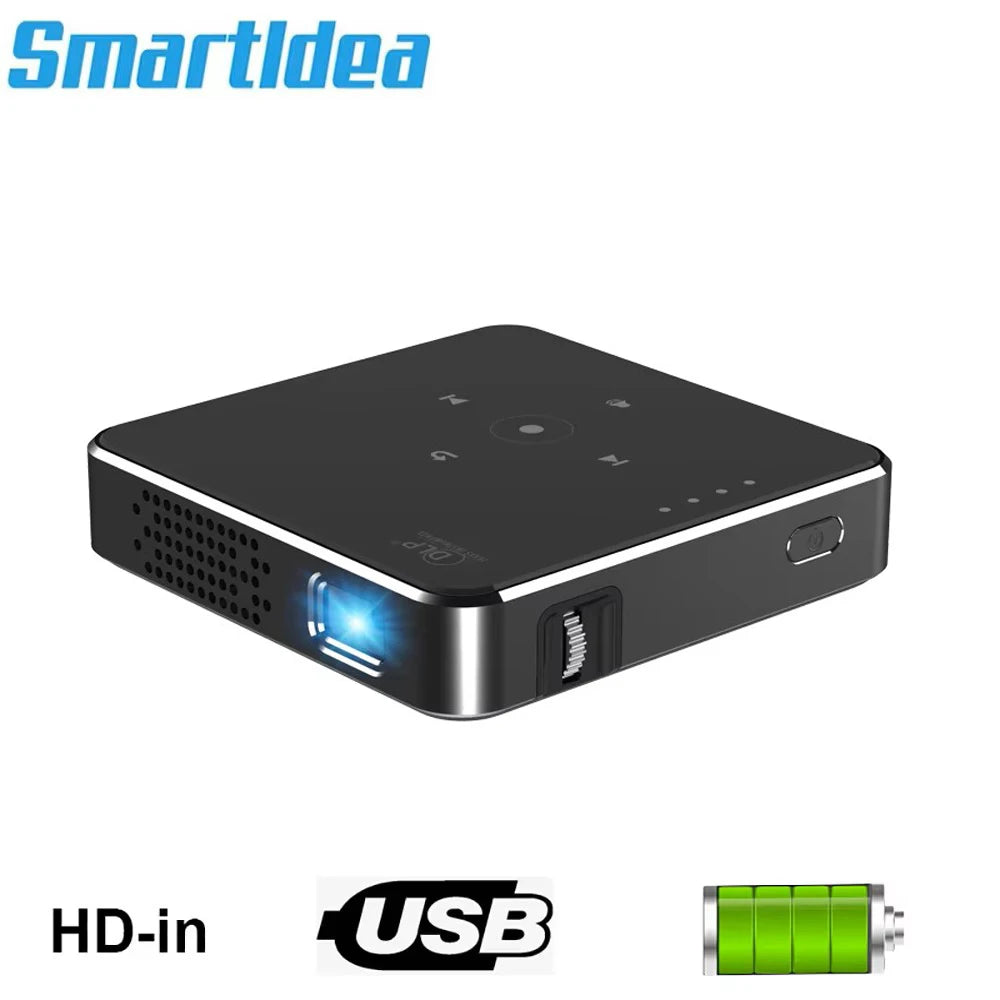 New Mini Dlp HD Projector Support 1080P Build in Battery Capacity Wired Phone Mirroring Proyector Home Theater Beamer