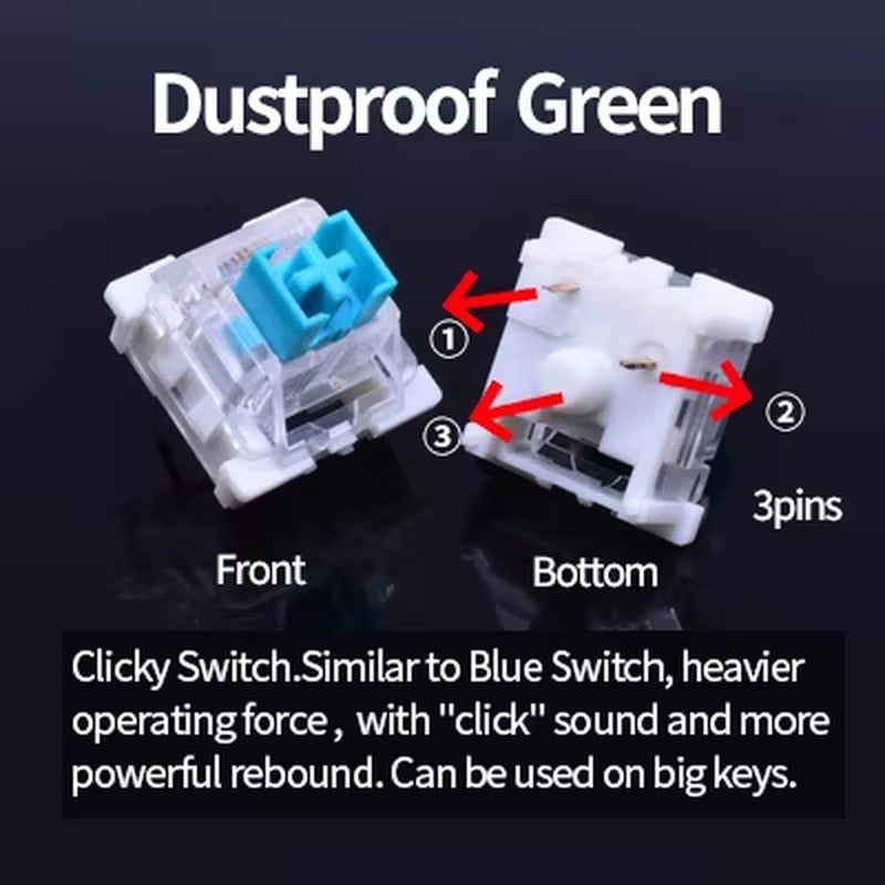 Switch for Keyboard 3Pin Dustproof Linear Tactile Clicky Silent Switches for MX Mechanical Keyboards Gaming Switch DIY