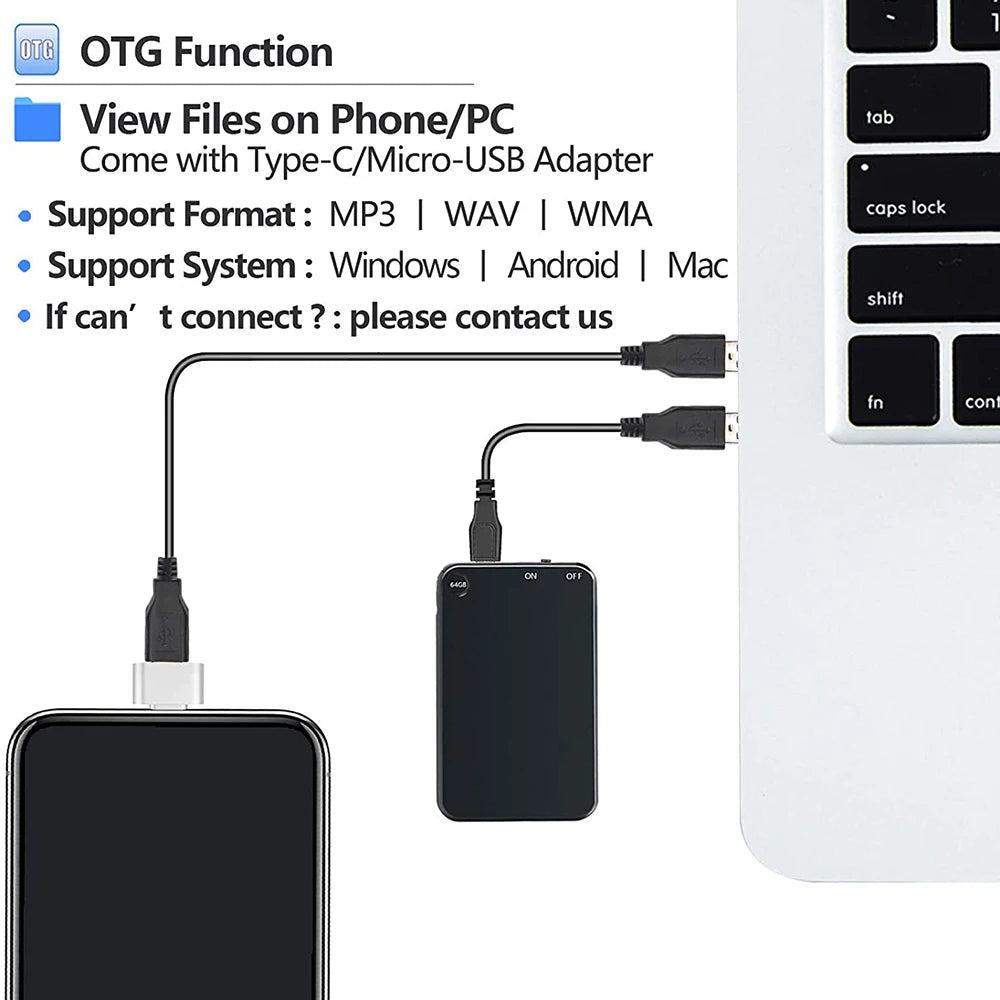 V15 Mini Professional Dictaphone Ultra Thin 64G 128GB HD Digital Voice Recorder Music Player Meeting Class Lecture Child Safety
