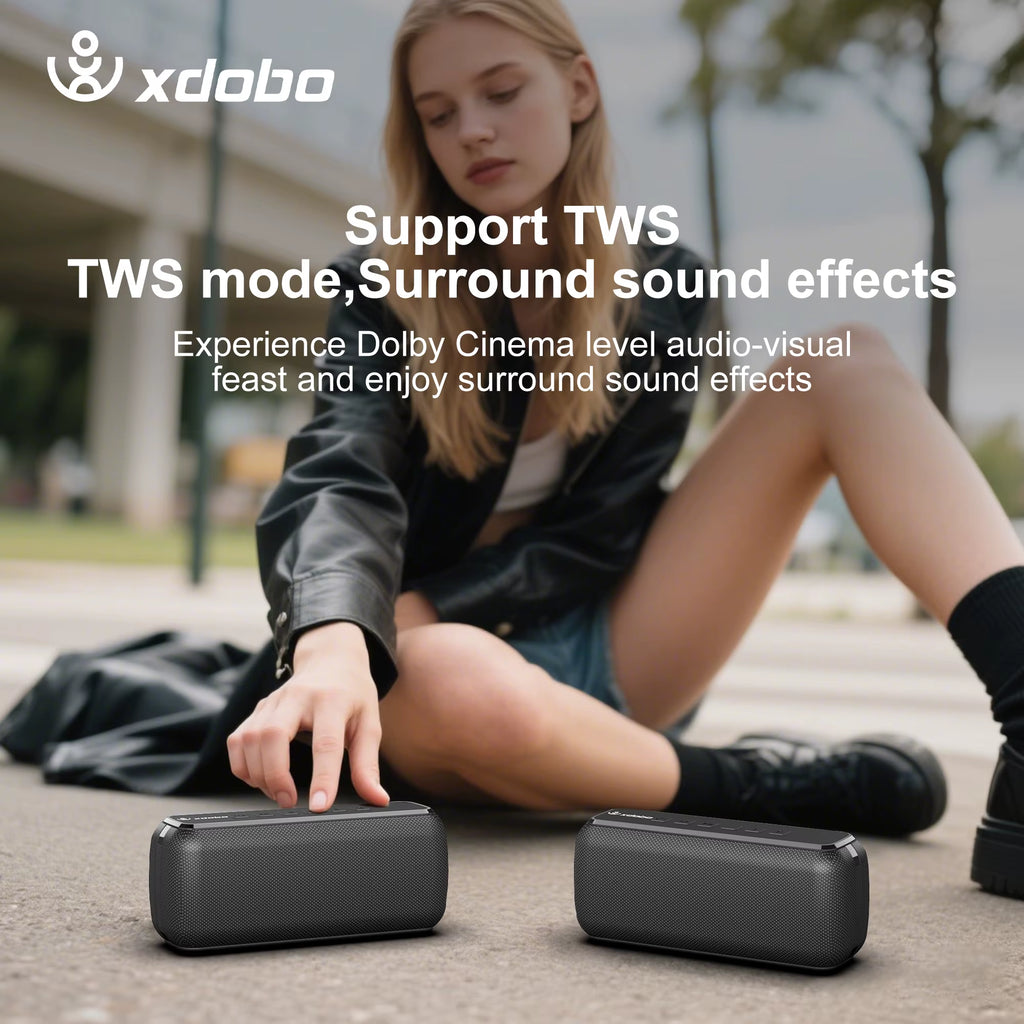 X8 60W Portable Speakers Bluetooth-Compatiable Bass Subwoofer Wireless Waterproof 6600Mah TWS Function Support TF/AUX