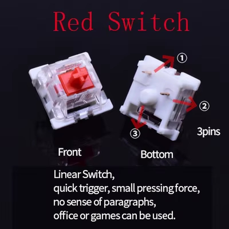 Switch for Keyboard 3Pin Dustproof Linear Tactile Clicky Silent Switches for MX Mechanical Keyboards Gaming Switch DIY