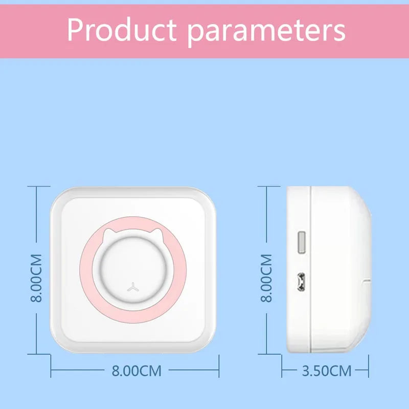 Pocket Thermal Printer Bluetooth 200Dpi Photo Label Memo List No Ink Printing Wireless Portable Mini Printer with PU Travel Case