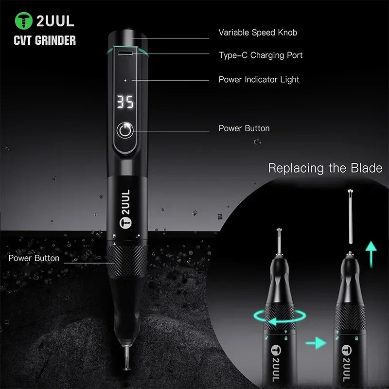 2UUL DA84 CVT Grinder IC Polishing Pen for Mobile Phone Repair Stepless Speed Control Pads IC Chip Frame Correction Grinder Tool