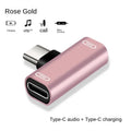 2 in 1 USB C Splitter Type C Male to Dual Type C Female Headphone Charger Adapter Splitter Converter