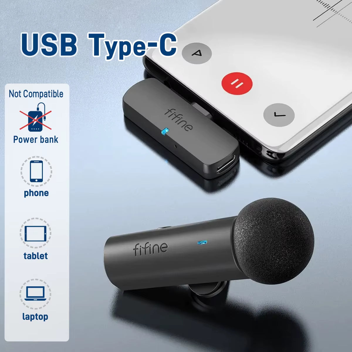 Wireless Lavalier Recording Microphone,Type-C Mini MIC for Mobile Phone/Tablet/Laptop,Live Streams/Vlog/Interview-M6