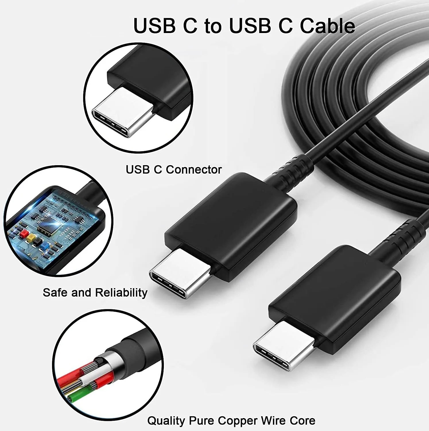 50Pcs Fast Charge Type C to Type C PD Quick Charging Cable Wire for Samsung S21 S20 plus Galaxy A71 A72 A82 Note 20
