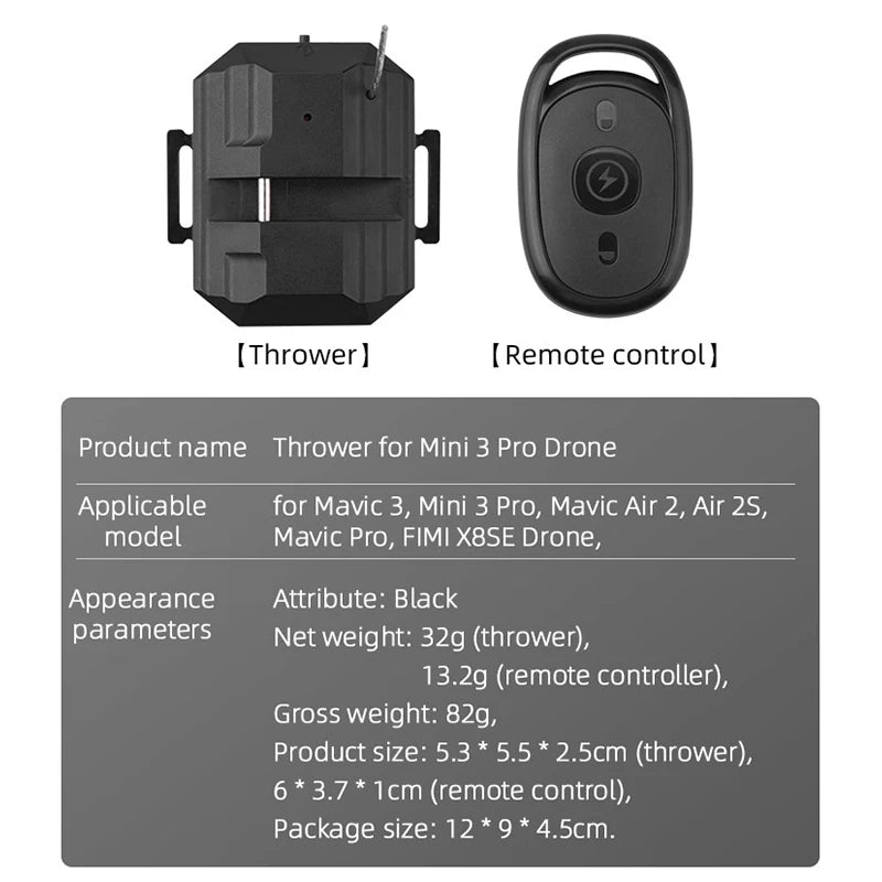 Thrower Airdrop Airdropper Delivery for DJI AIR 3/3S/Mavic 3 Pro/3//Mini 4 Pro/Mini3Pro/Mini3/Mavic Air 2/Air 2Sdrone Accessory