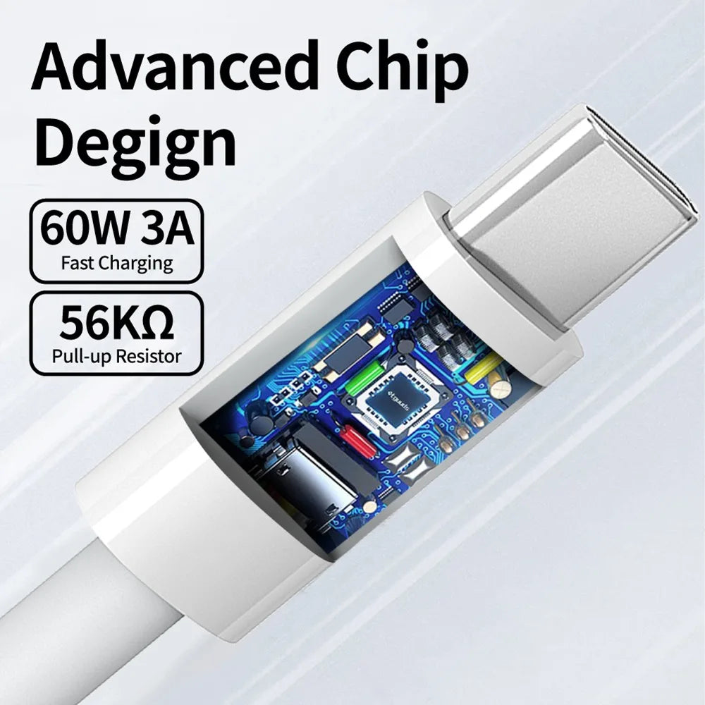 5PCS 60W Type C to Type C Cable 3A Fast Charging Cable Charger Wire Cord for Iphone15 Mackbook Samsung Huawei Xiaomi USB C Cable