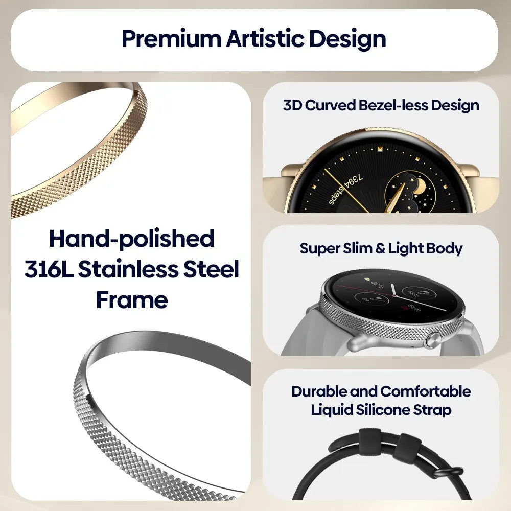 GTR 3 Pro Voice Calling Smart Watch 1.43" AMOLED Display 316L Stainless Steel Frame Fitness Tracking Smartwatch