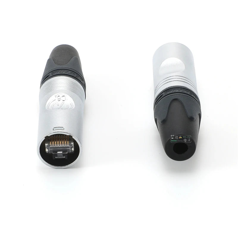 CAT6A Ethernet Cable Plug NE8MX6 Ethercon Male Cable Connector Self-Termination Silver Plating Pins Zinc Diecast Shell