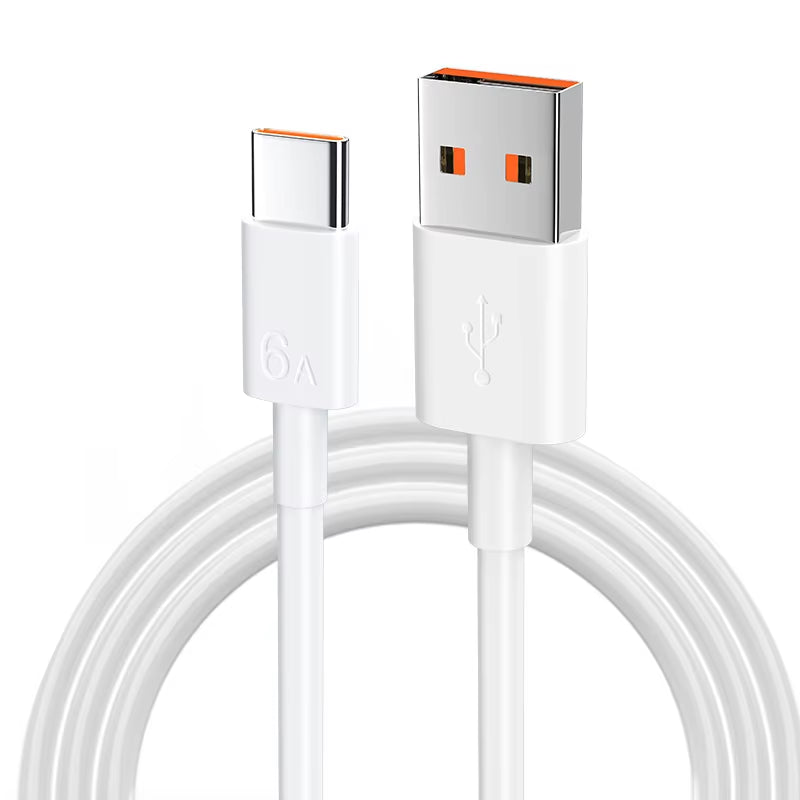 100Pcs 6A 66W USB Type C Super Fast Charging Cable for Huawei Mate Xiaomi 11 Pro OPPO R17 Fast Charge Phone USB Charger Cables