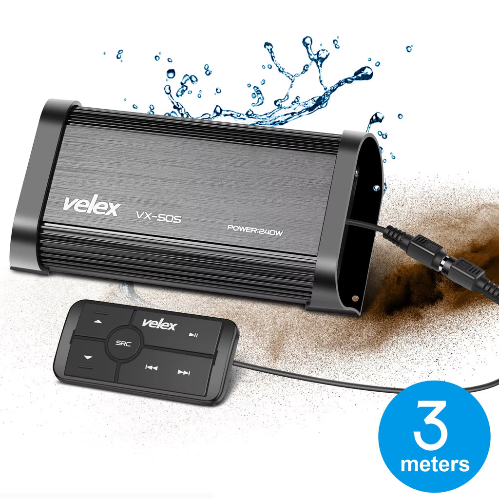 Marine Bluetooth Amplifier 4 Channel Class D 240W Amp Stereo on Boats UTV ATV Golf Carts and Cars