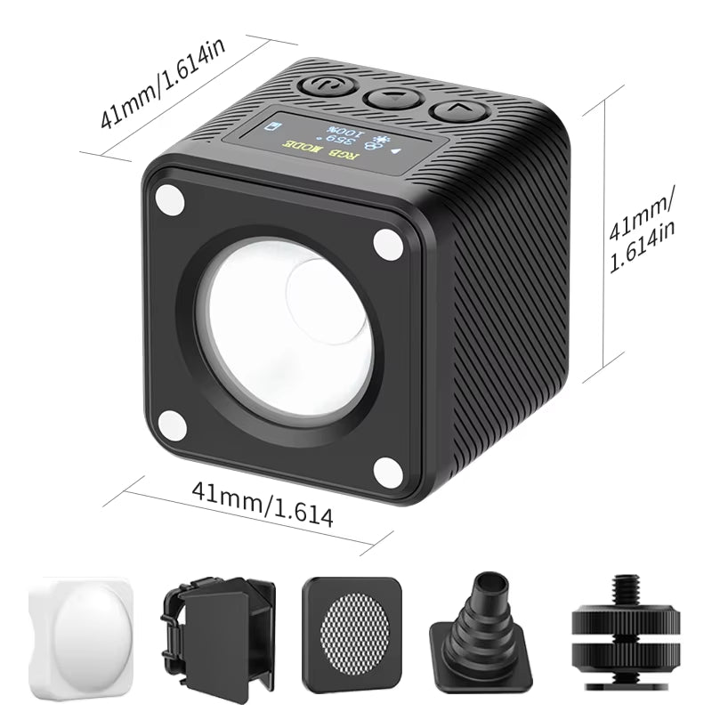 L2 RGB Mini COB Video Light 360° Full Color Magnetic Light with Diffuser for DSLR Camera Lightning Photography Vlog Live