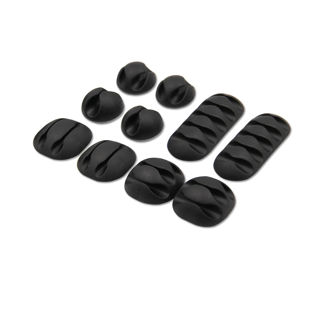 10Pcs/Set Multipurpose Single Double Five Holes Wire Cord Cable Winder Ties USB Charger Holder Organizer with Adhesive Desk