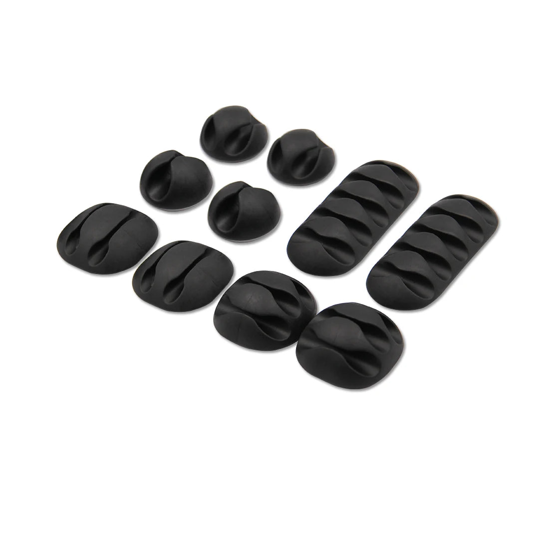 10Pcs/Set Multipurpose Single Double Five Holes Wire Cord Cable Winder Ties USB Charger Holder Organizer with Adhesive Desk