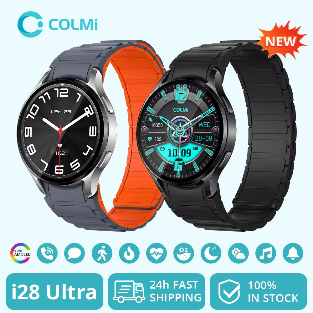 I28 Ultra AI Smartwatch AMOLED Display, Built-In AI Da-Gpt, Muslim Prayer, Bluetooth Call Watch, Smartwatch for Men Women