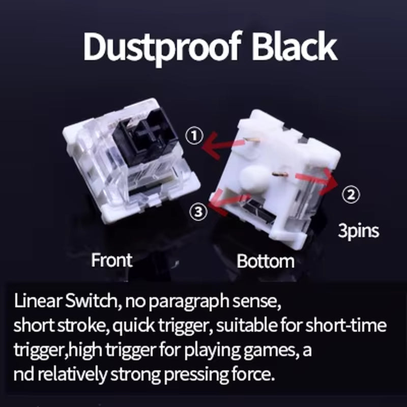 Switch for Keyboard 3Pin Dustproof Linear Tactile Clicky Silent Switches for MX Mechanical Keyboards Gaming Switch DIY