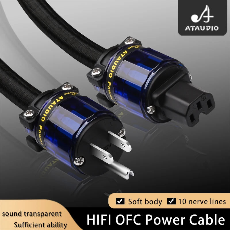 HIFI Power Cord 2/3 Core AU/US/EU Hifi Pure Copper OFC Tube Amplifier Dedicated Connection Power Cord