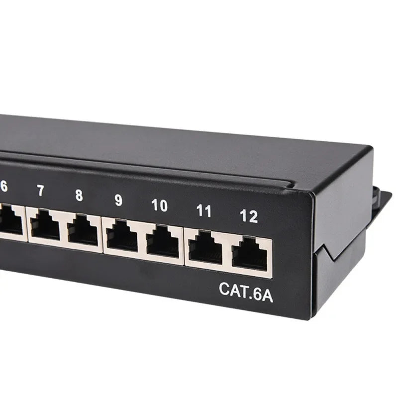 Cat6A 12 Port Patch Panel Full Shielded Wall Mounted for RJ45 Keystone Jack Sockets Desktop Wall Mount Keystone Enclosure Box