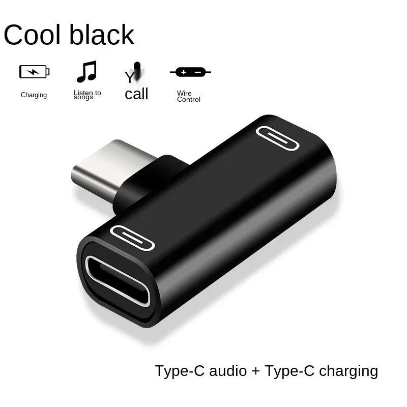 2 in 1 USB C Splitter Type C Male to Dual Type C Female Headphone Charger Adapter Splitter Converter