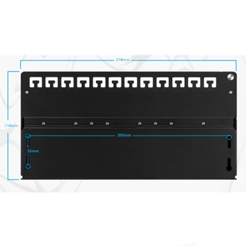 Cat6A 12 Port Patch Panel Full Shielded Wall Mounted for RJ45 Keystone Jack Sockets Desktop Wall Mount Keystone Enclosure Box