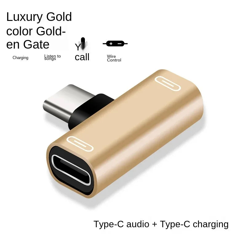 2 in 1 USB C Splitter Type C Male to Dual Type C Female Headphone Charger Adapter Splitter Converter