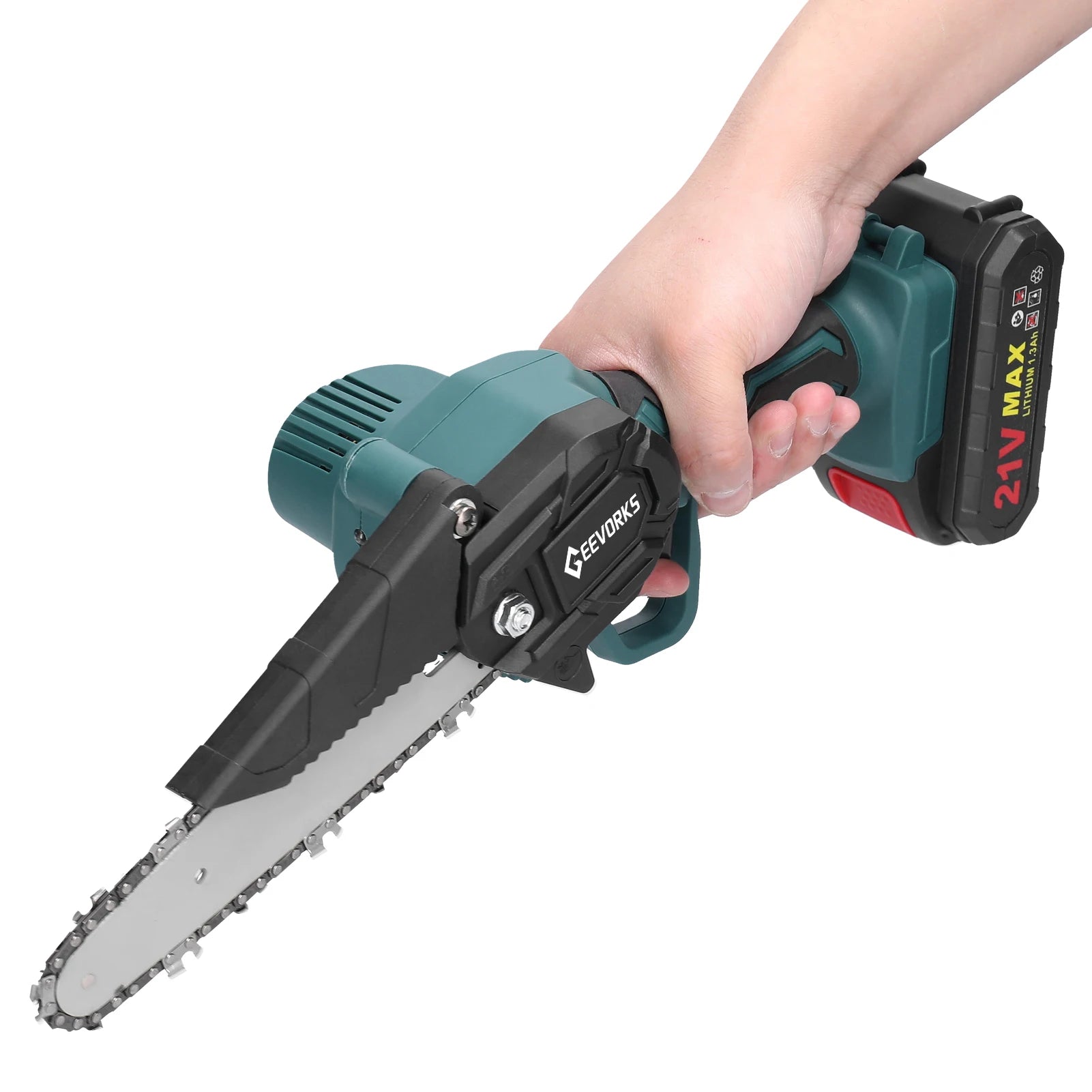 21V 6Inch Portable Electric Pruning Saws Rechargeable Small Wood Spliting Chainsaw One-Handed Woodworking Tool for Garden Orchar