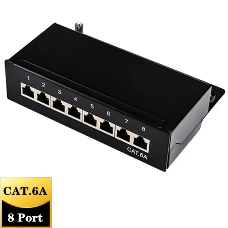Cat6A 12 Port Patch Panel Full Shielded Wall Mounted for RJ45 Keystone Jack Sockets Desktop Wall Mount Keystone Enclosure Box
