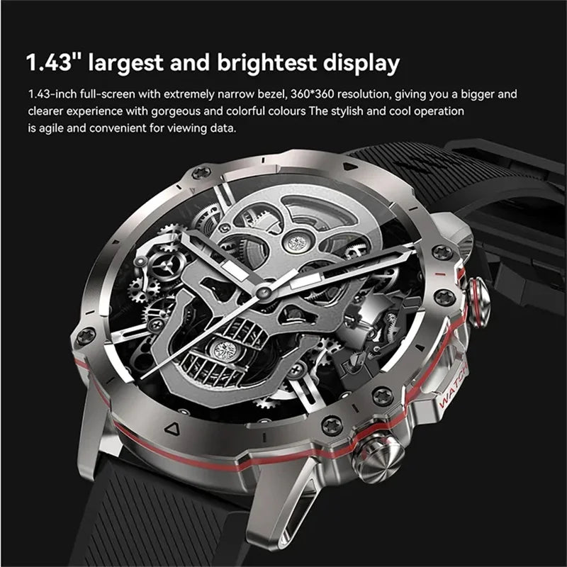 AK56 Smart Watch Men 1.43Inch Large Screen Bluetooth Call Music Player Sport Fitness Tracker Health Monitor Smartwatch