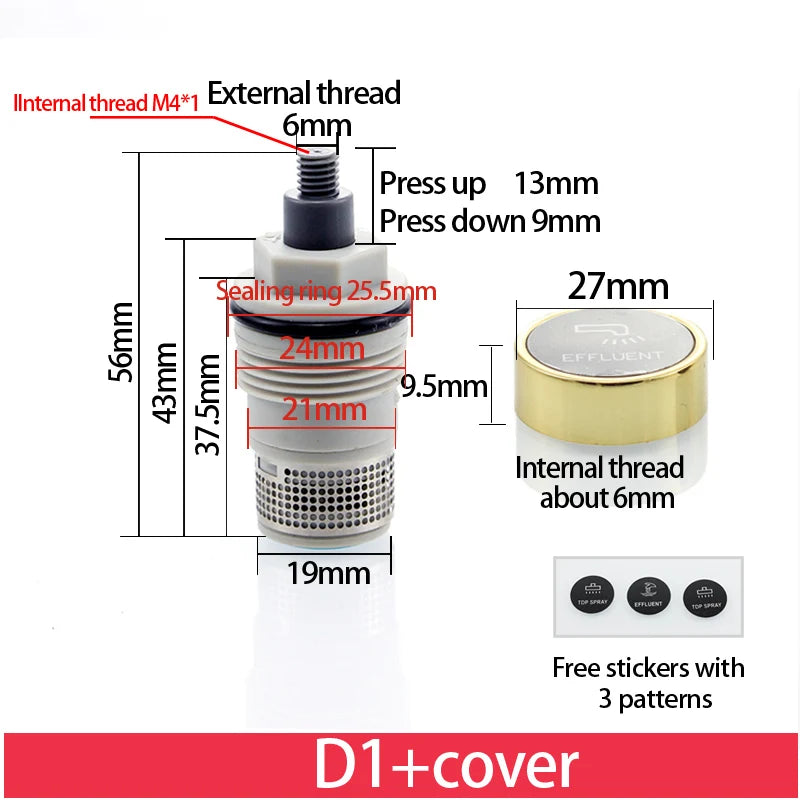 Button Spool for Rain Shower Faucet Touch Switch Leaking Bounce Button Press Valve Faucet Replace Part Accessories