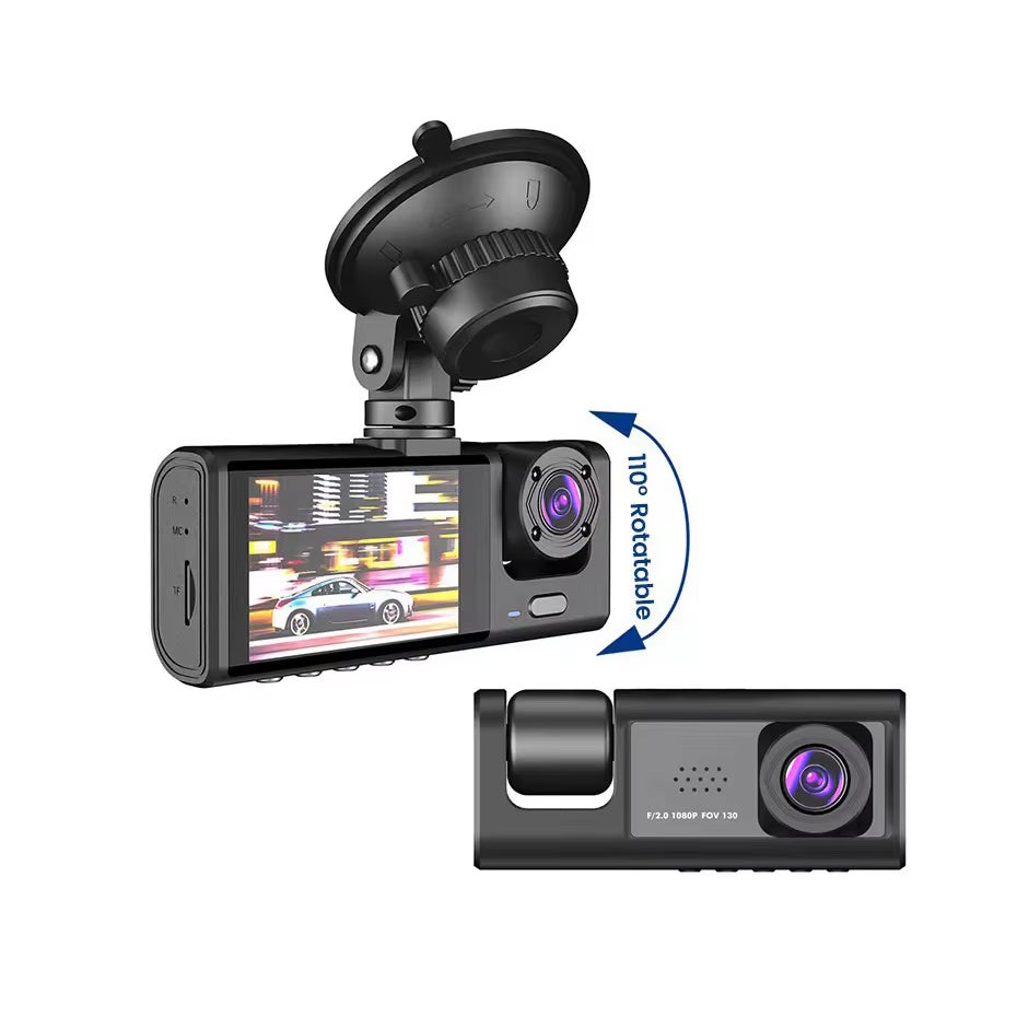 3 Channel Car DVR HD 1080P 3-Lens inside Vehicle Dash Camthree Way Camera Dvrs Recorder Video Registrator Dashcam Camcorder