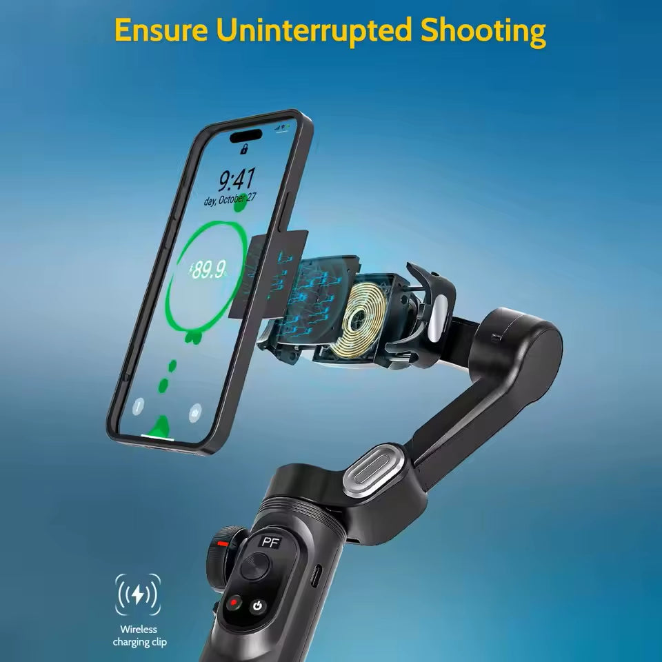 Gimbal Stabilizer 3-Axis Smart X Pro Professional for Smartphone Wireless Charging OLED Display LED Light Focus Wheel