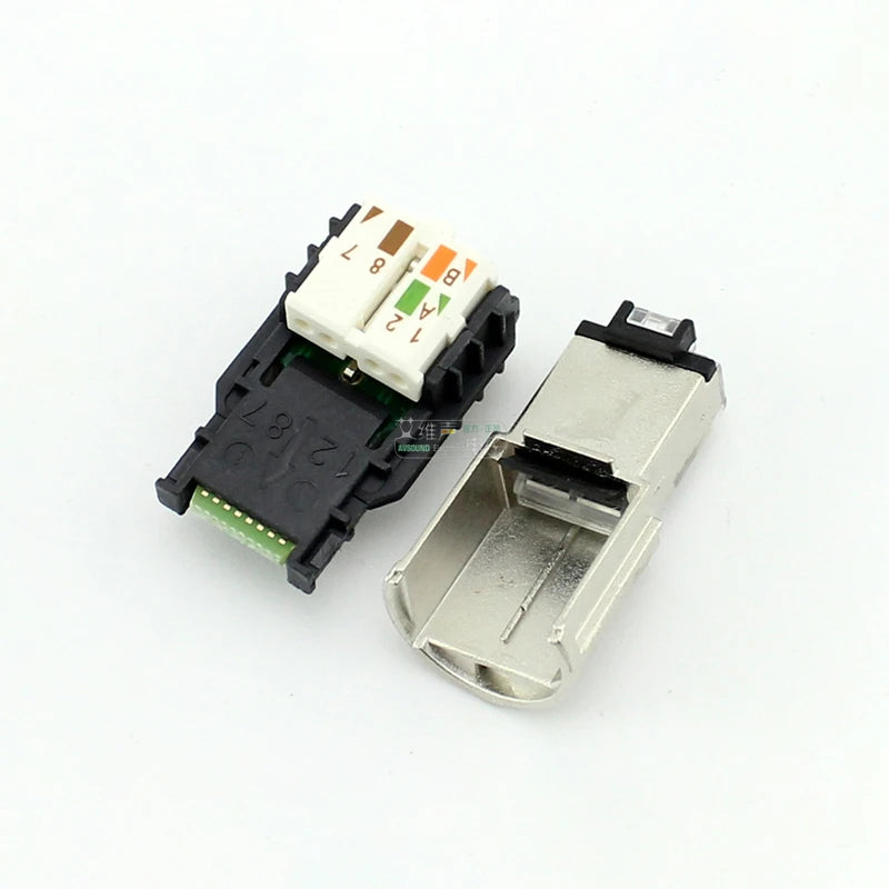 CAT6A Ethernet Cable Plug NE8MX6 Ethercon Male Cable Connector Self-Termination Silver Plating Pins Zinc Diecast Shell