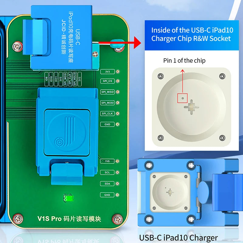 JC USB-C Ipad10 Charger Chip Read & Write Socket Use with V1S Pro Chip Read&Write Module USB-C Ipad10 Repair Tools